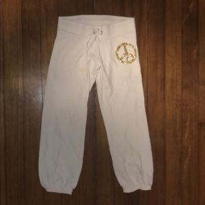 White embellished VS capri sweatpants